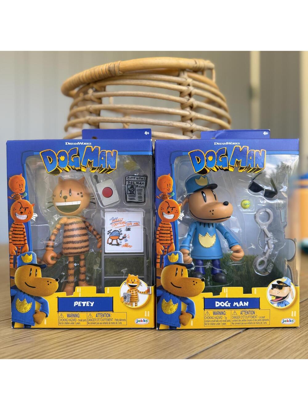 NEW Dog Man & Petey Action Figure Set Jakks Pacific DreamWorks Movie Toys NIB